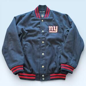 New York Giants Jacket Mens Large Blue Red NFL Football Snap Front Varsity NFL